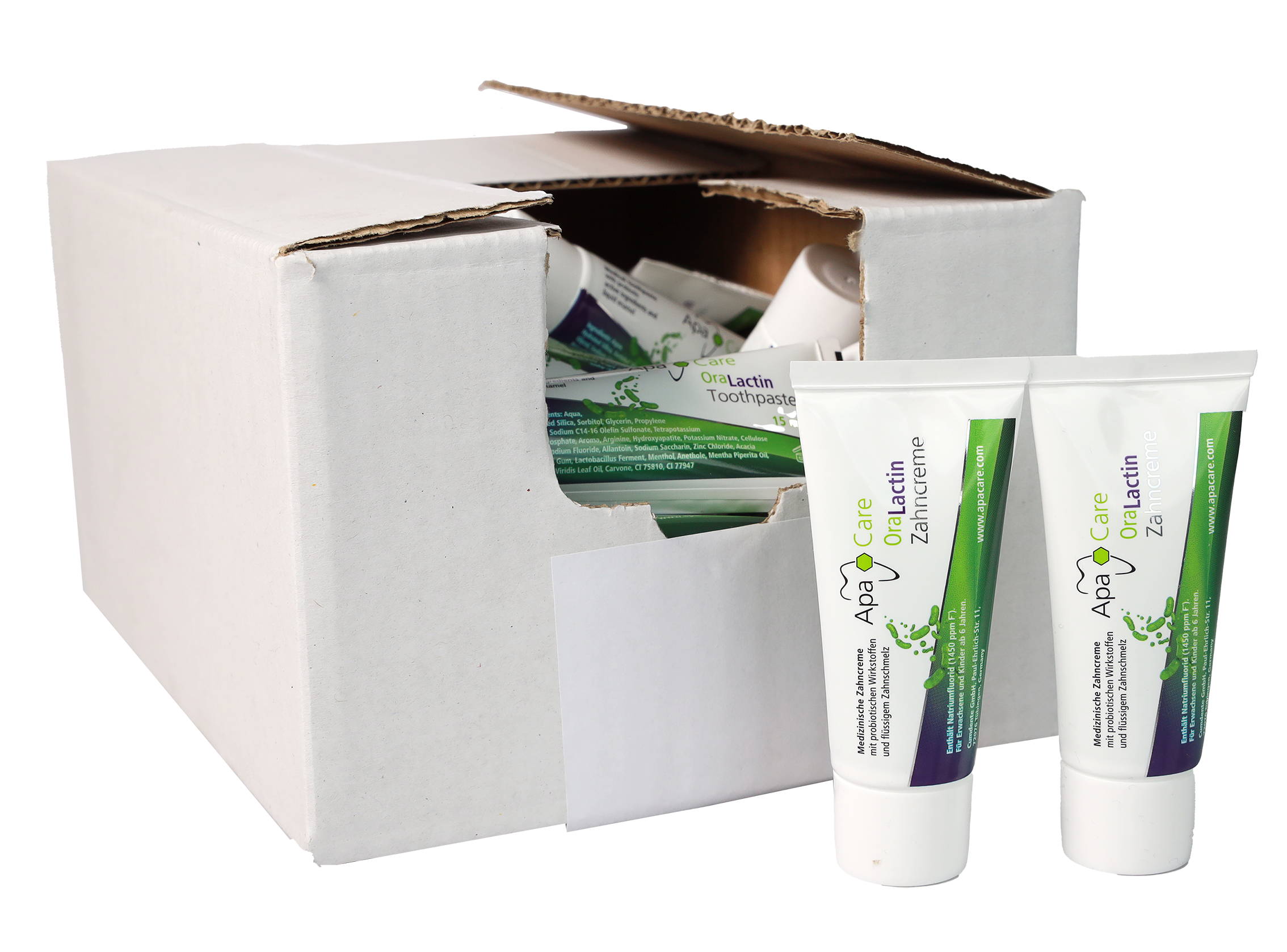 Promotieverpakking remineraliserende tandpasta 40 stuks.